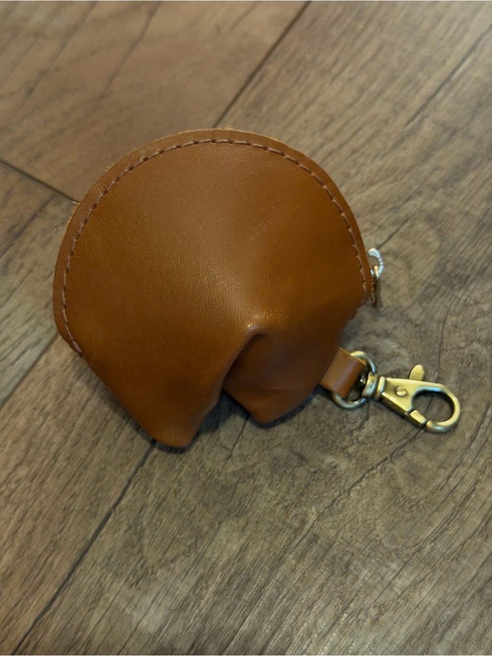 Portland leather goods fortune cookie keychain bag charm - Picture 3 of 4